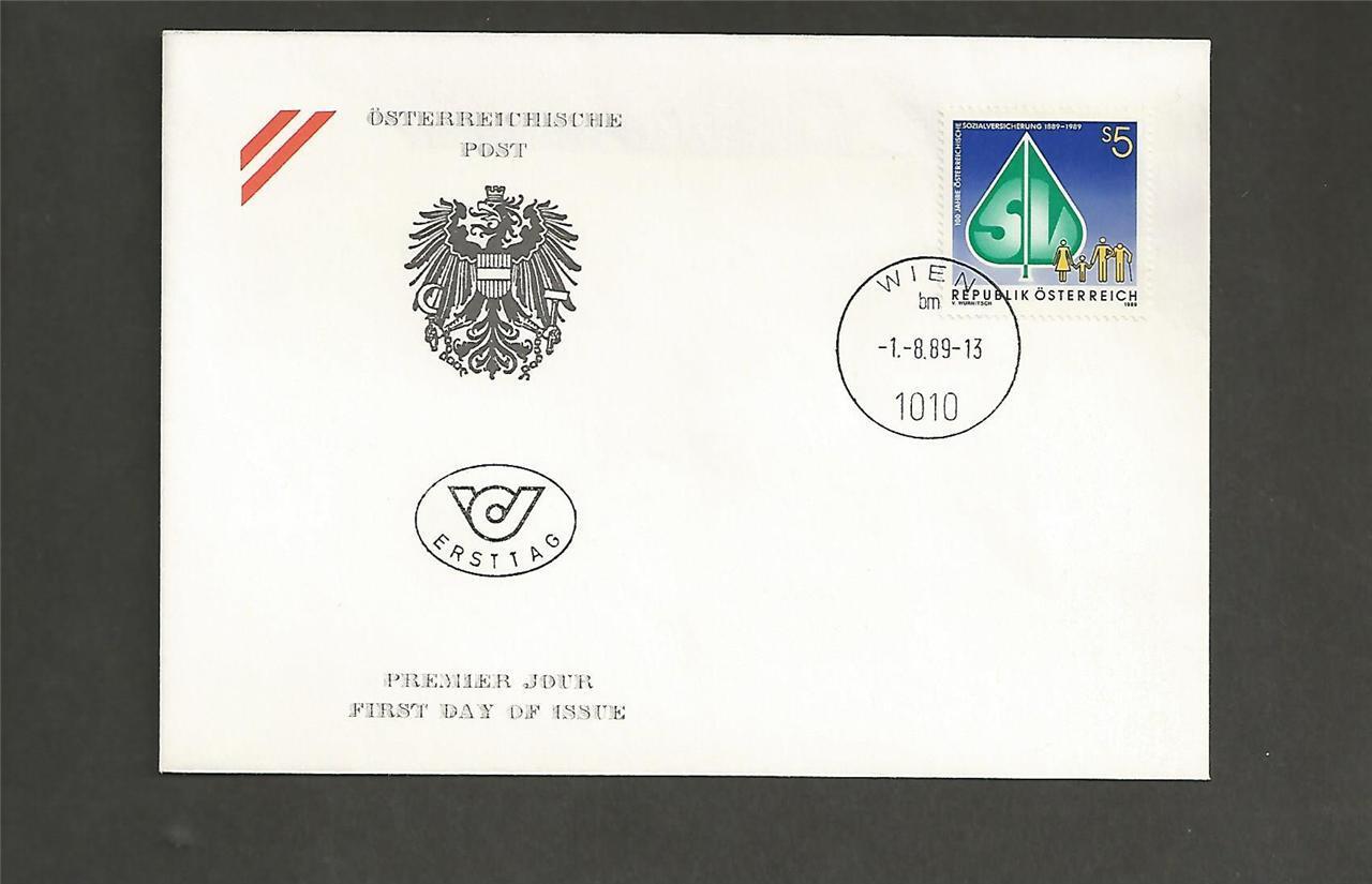AUSTRIA -1989 The 100th Anniversary of Social Security in Austria  -FDC