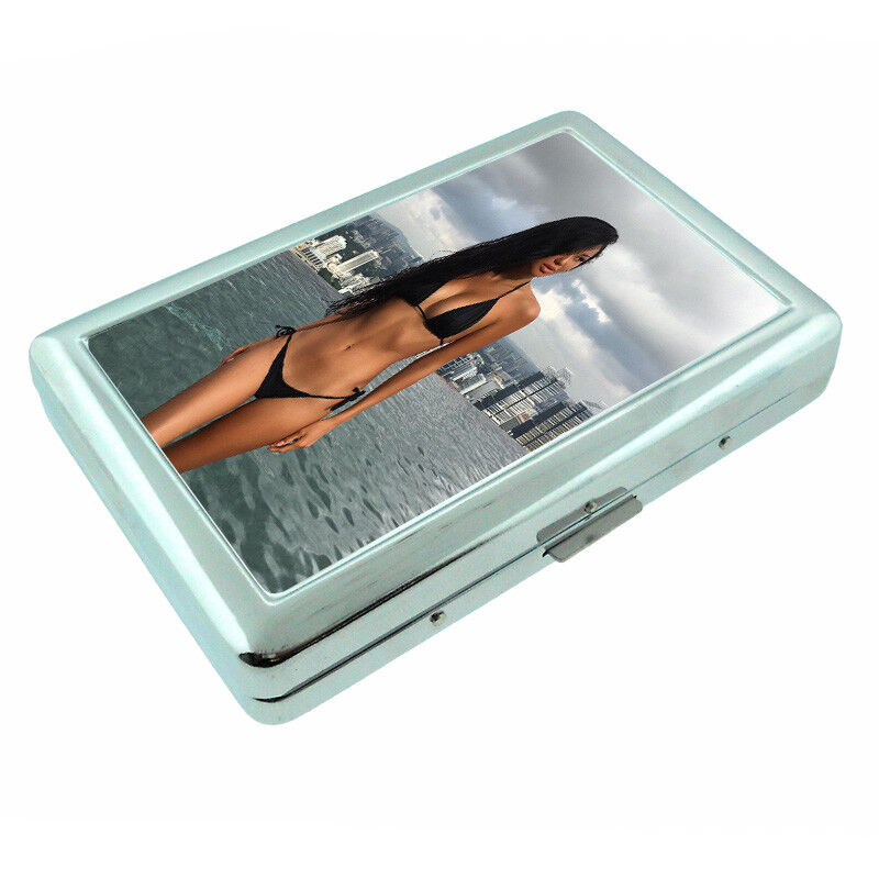 Singapore Pin Up Girls D8 Silver Metal Cigarette Case RFID Protection Wallet