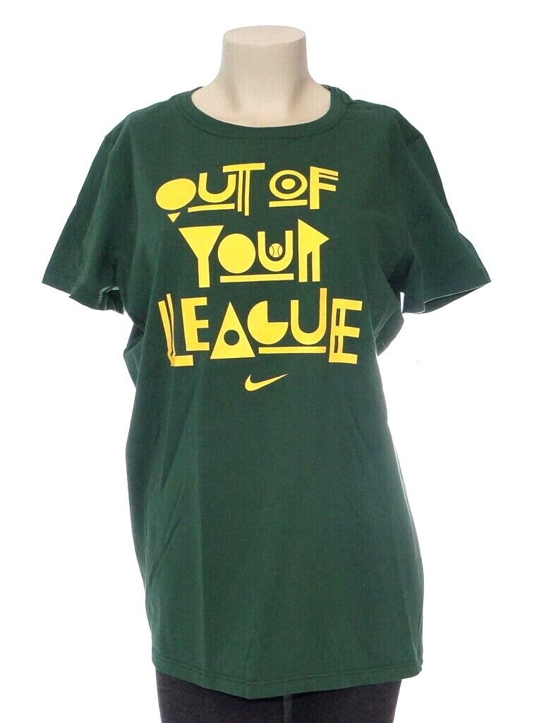 Nike Slim Fit Out of Your League Green Tee T Shirt Women\'s Extra Large XL NWT