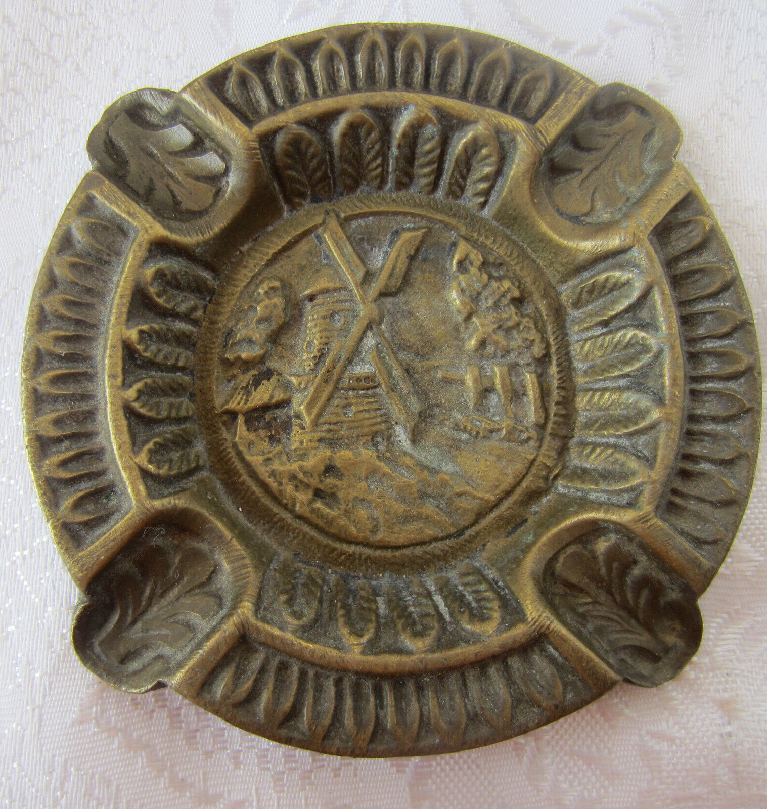  vintage ashtray,  bronze /  brass metal with  windmill 