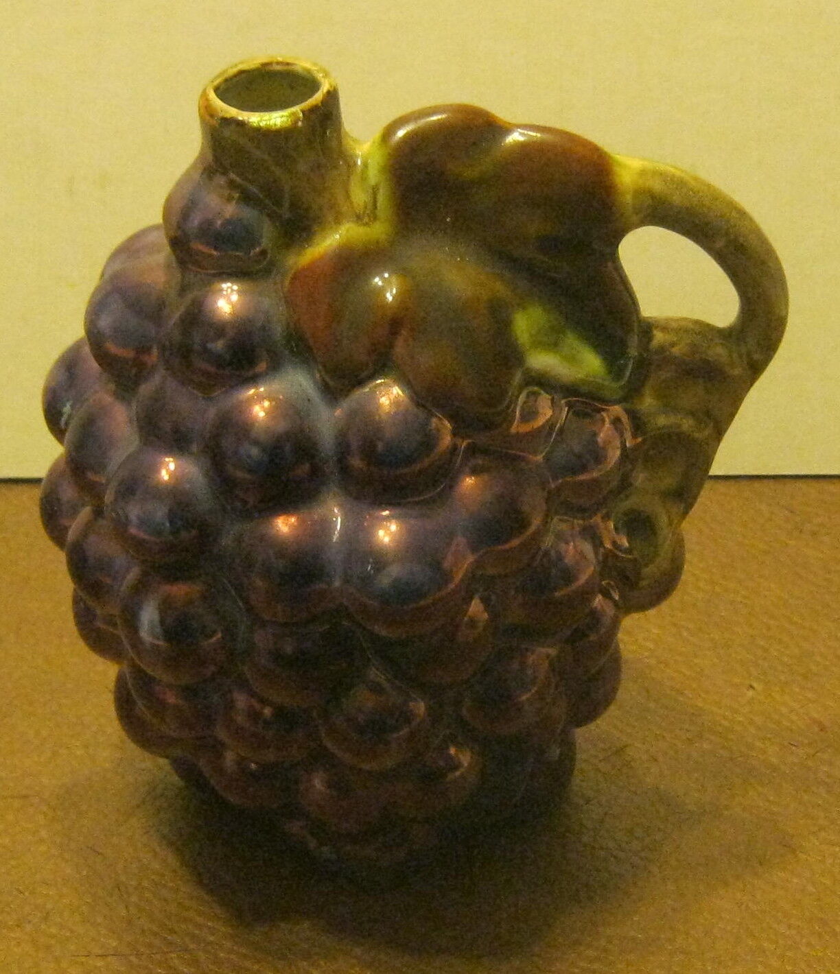 Art Pottery Bunch of Grapes Small Pitcher SIGNED Frances DATED 1964 NICE
