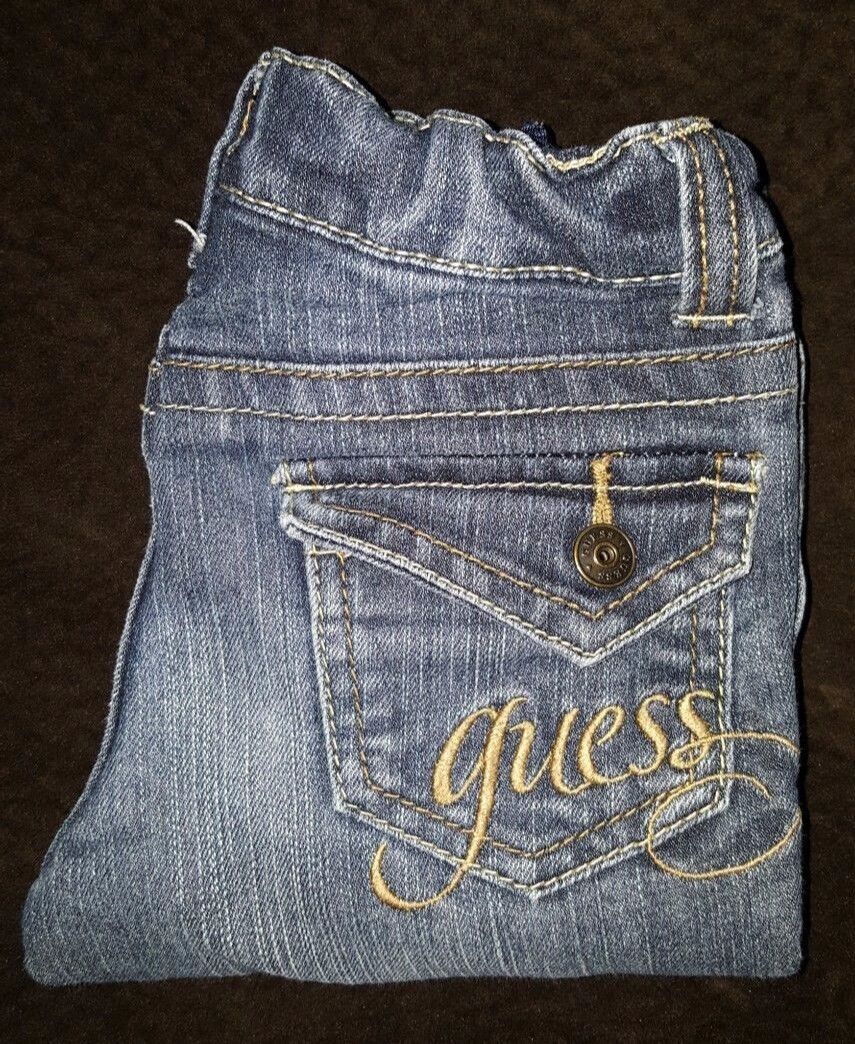 GUESS Little Girls Bootcut Jeans, Size 5, Medium Dark Wash with Fading