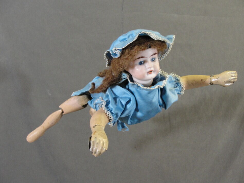19thC Antique Mechanical Clockworks Automaton Swimming Bisque Head Doll *NR*