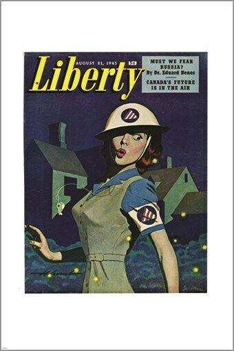 LIBERTY vintage mag cover poster AUGUST 1943 rare hot SEXY collectors 20x30 