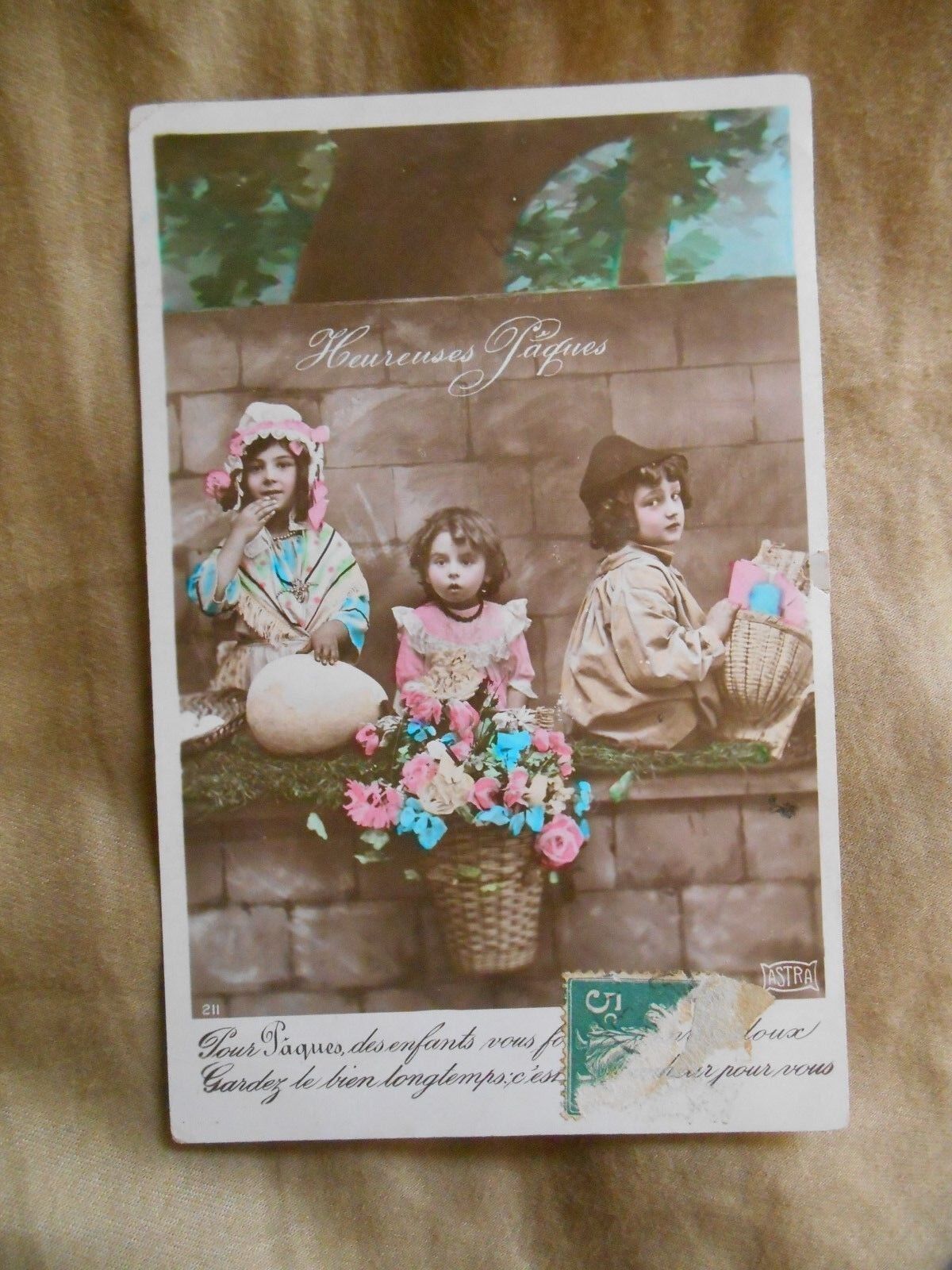 Old Vintage or Antique Postcard 1910 Heureuses Paques Happy Easter French ASTRA