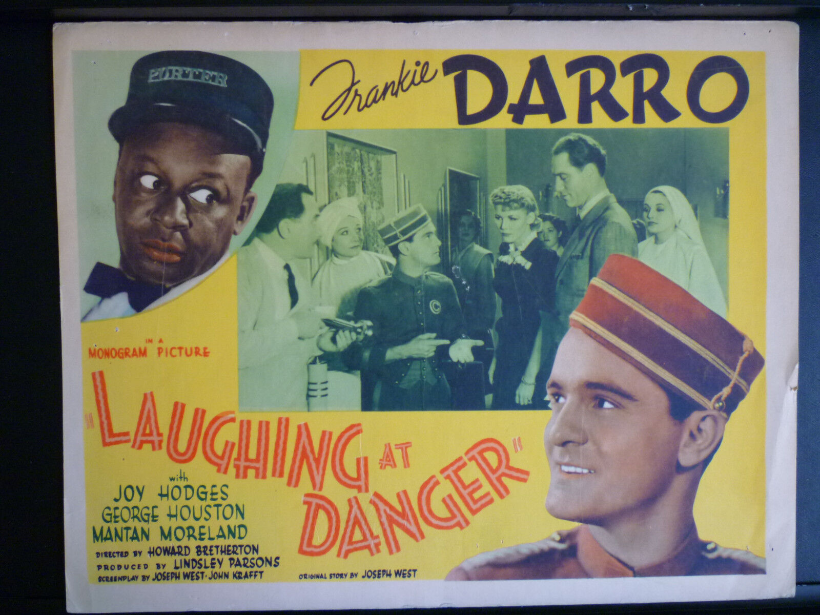 1940 LAUGHING AT DANGER -TITLE LOBBY CARD - MANTAN MORELAND - BLACK AMERICANA