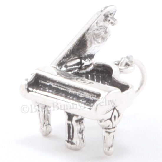3D BABY GRAND PIANO Music 925 Charm Pendant STERLING SILVER Moveable Detailed