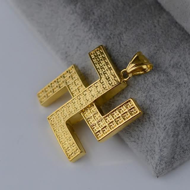 Tibetan Swastika Buddhism Hinduism Gold Plated Pendant Necklace Lucky Charm 