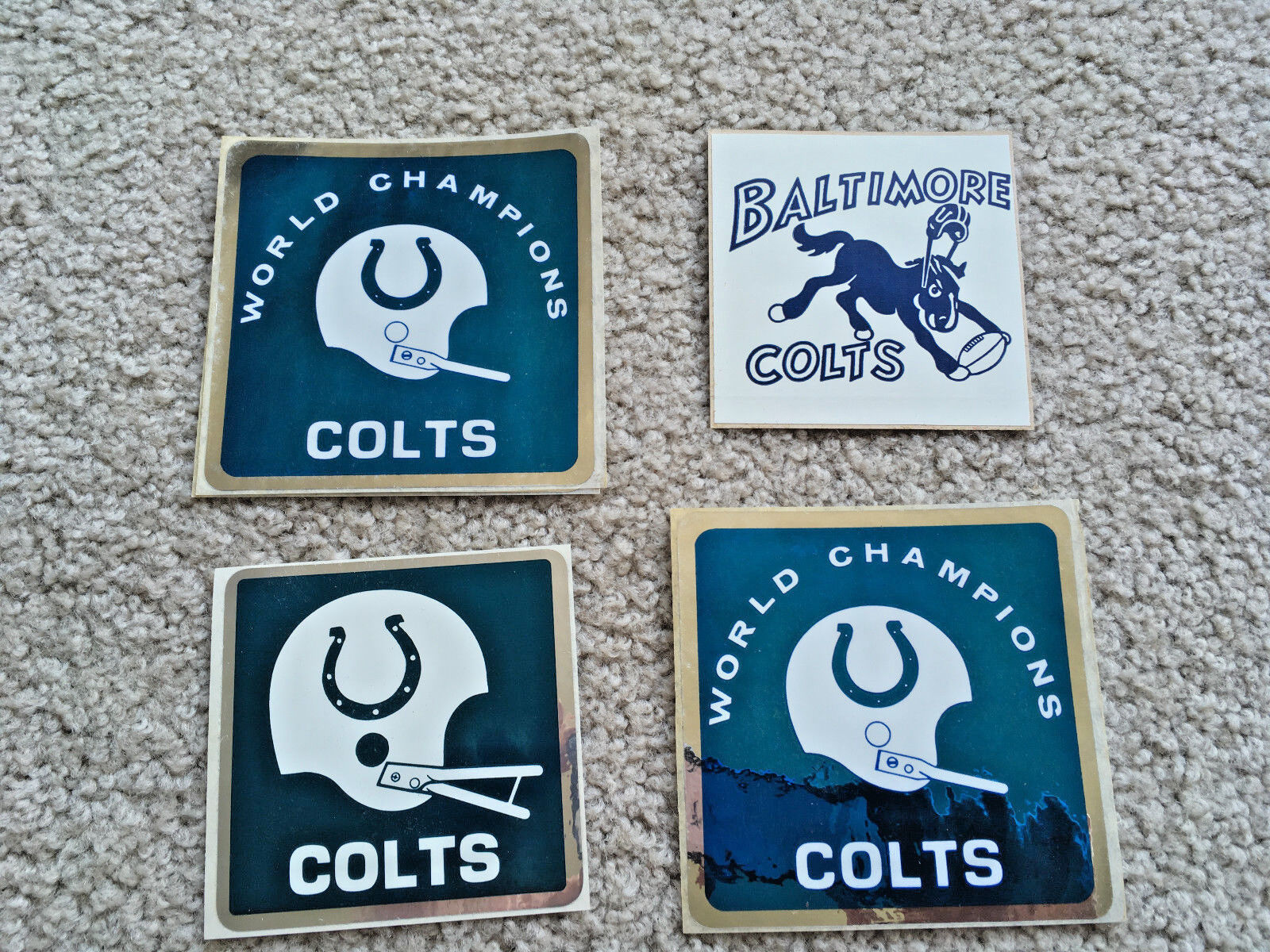 4 COLTS World Champions Baltimore Bumper Stickers NEW OLD STOCK VTG 1970s