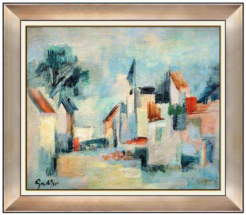 Egon Adler Original Oil Painting On Canvas Large Signed Abstract Cityscape Art