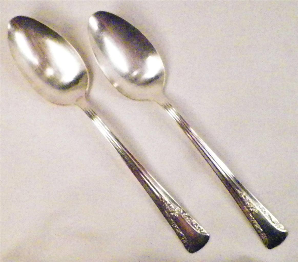 2 Camelia Silverplate Tablespoons Serving Spoons 1940 Silver Plate International