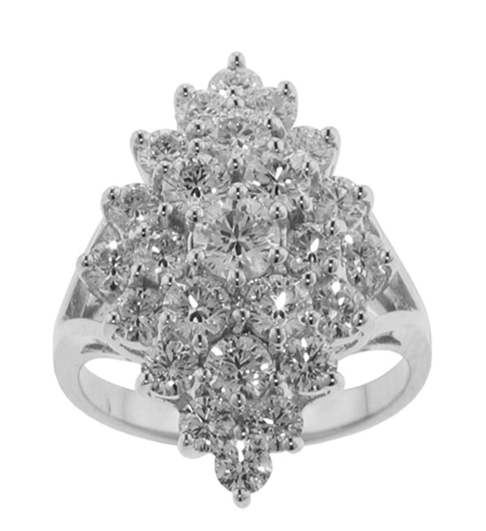 3.00 ct TW Round Cut Diamond Anniversary Cluster White Gold Ring 18 Kt Gold