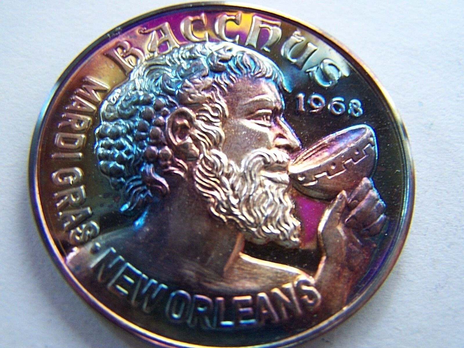 1977 Bacchus HAPPILY EVER AFTER Fine Silver High Relief Mardi Gras Doubloon