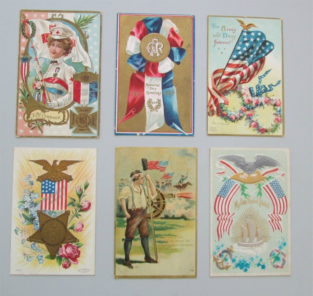 Set of 6 Vintage Patriotic Post Cards – Ellen Clapsaddle, Decoration Day 