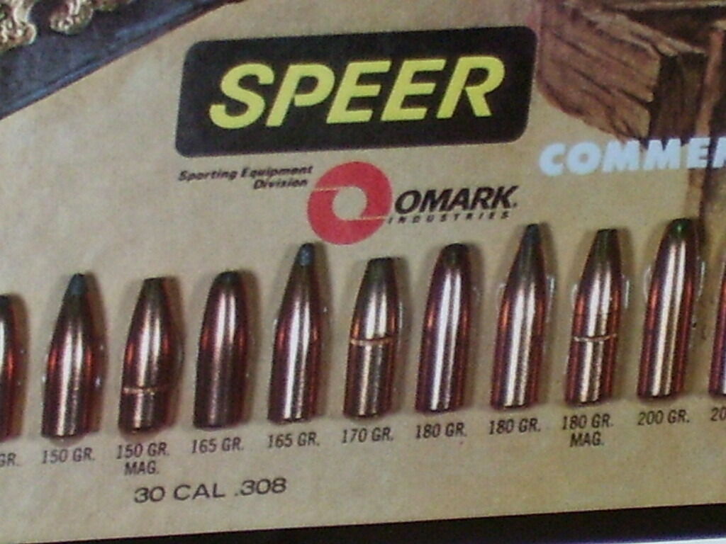 Speer FLINTLOCK RIFLE Sign Chart SHOWS 100 Shells in 3-D --- OLD SIGN Dated 1992