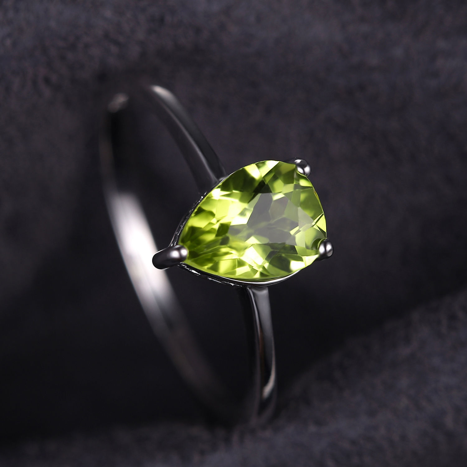 1.3ct Gorgeous Genuine Pear Peridot Solid Sterling Silver Ring Size 6 Ladies