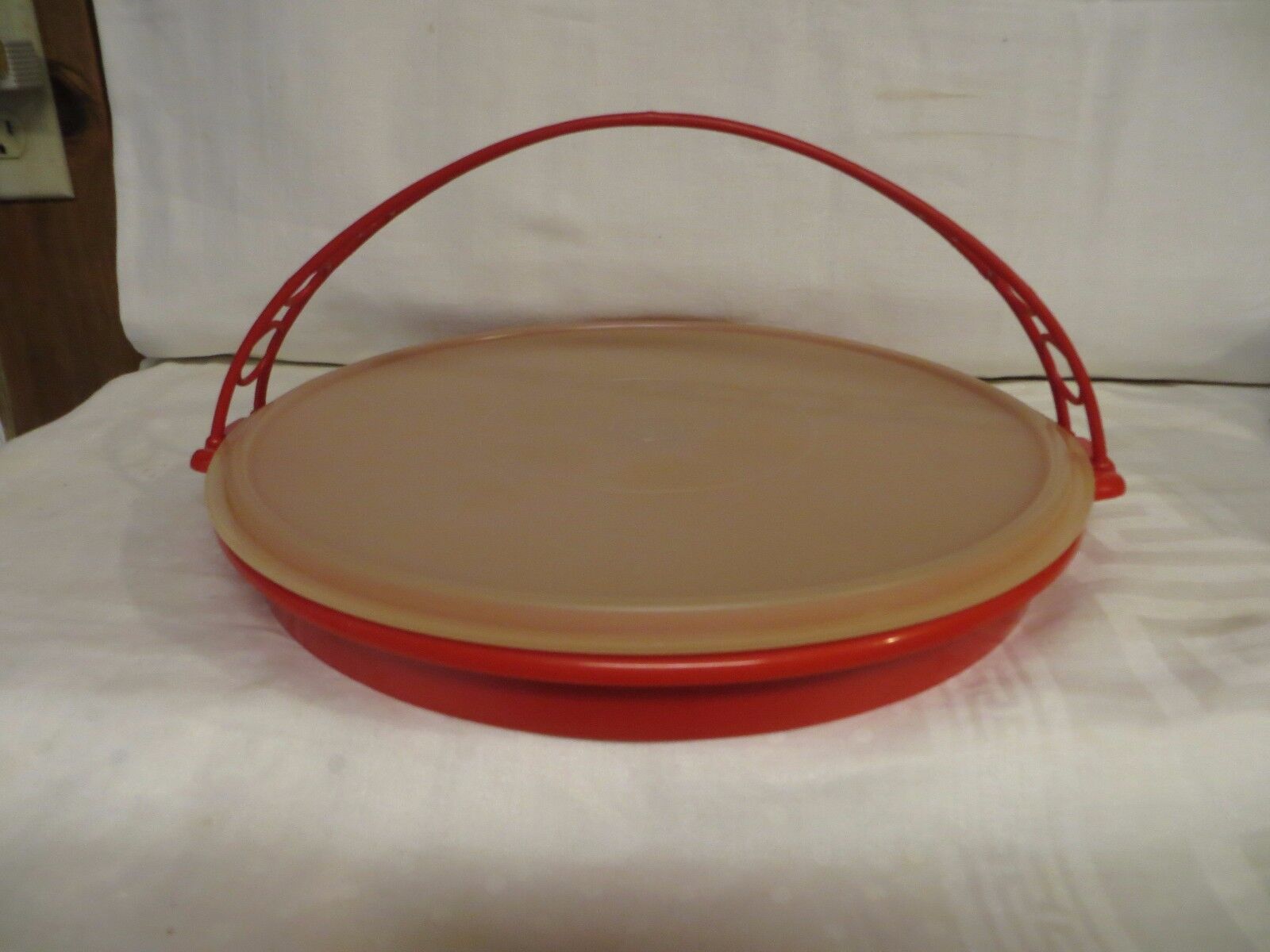 Vtg Red Tupperware Large  Divided Serving Tray-Vegetables, Veggies, Condiment