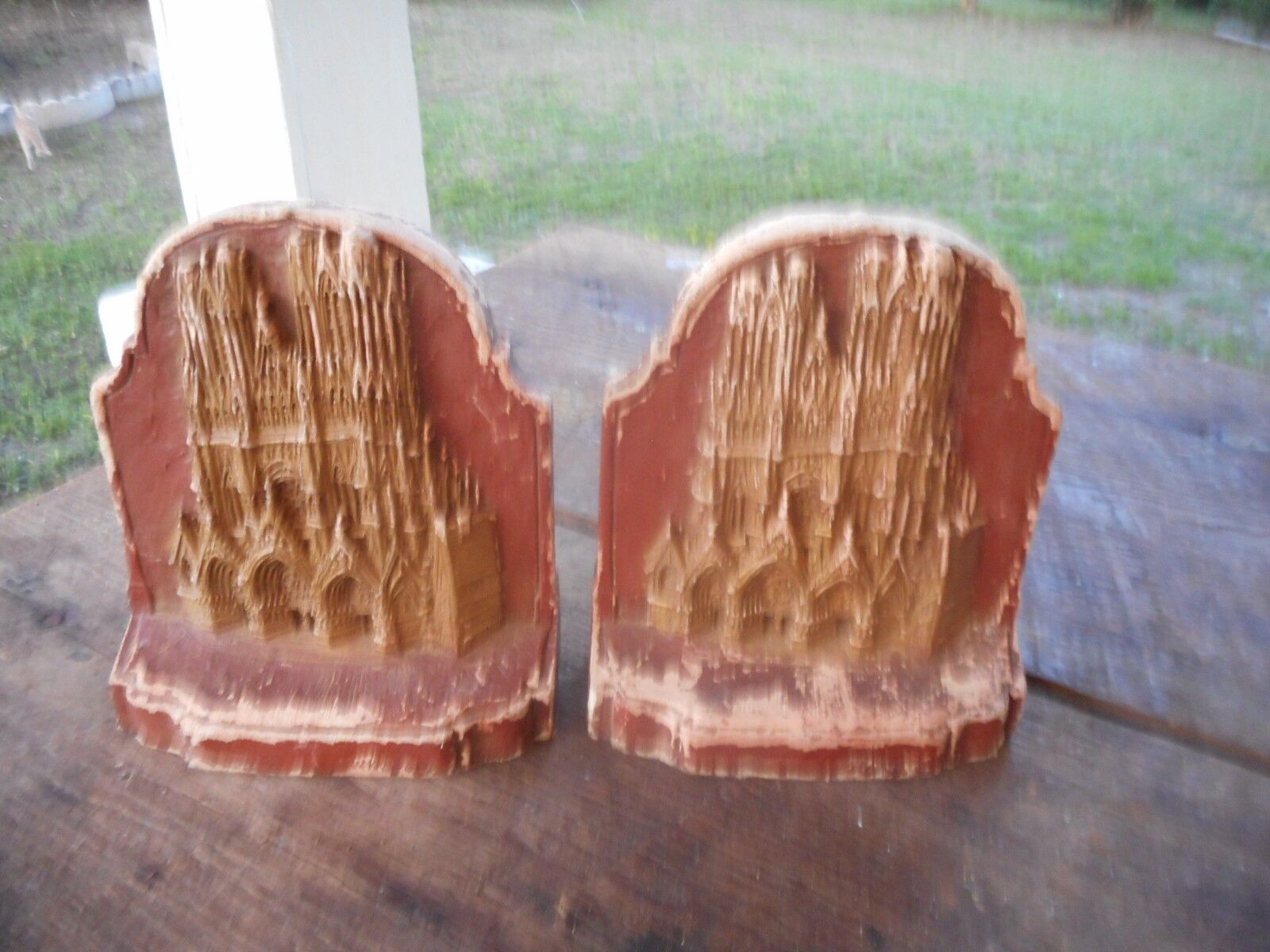 Vintage Mid-century Our Lady of Rheims Cathedral Notre Dame Composite Bookends