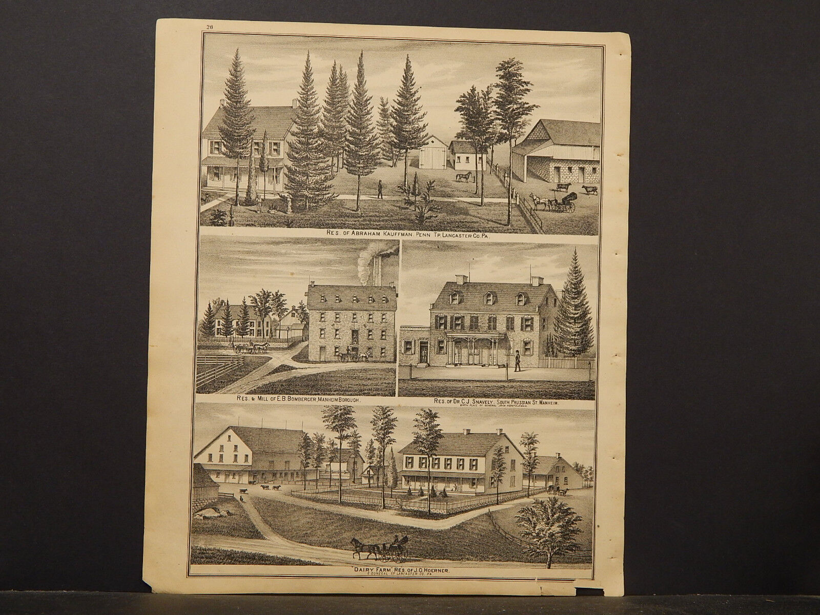 Penn. Lancaster Cty. Res. & Mill Bomerger Engraving Double Sided 1875 K6#29