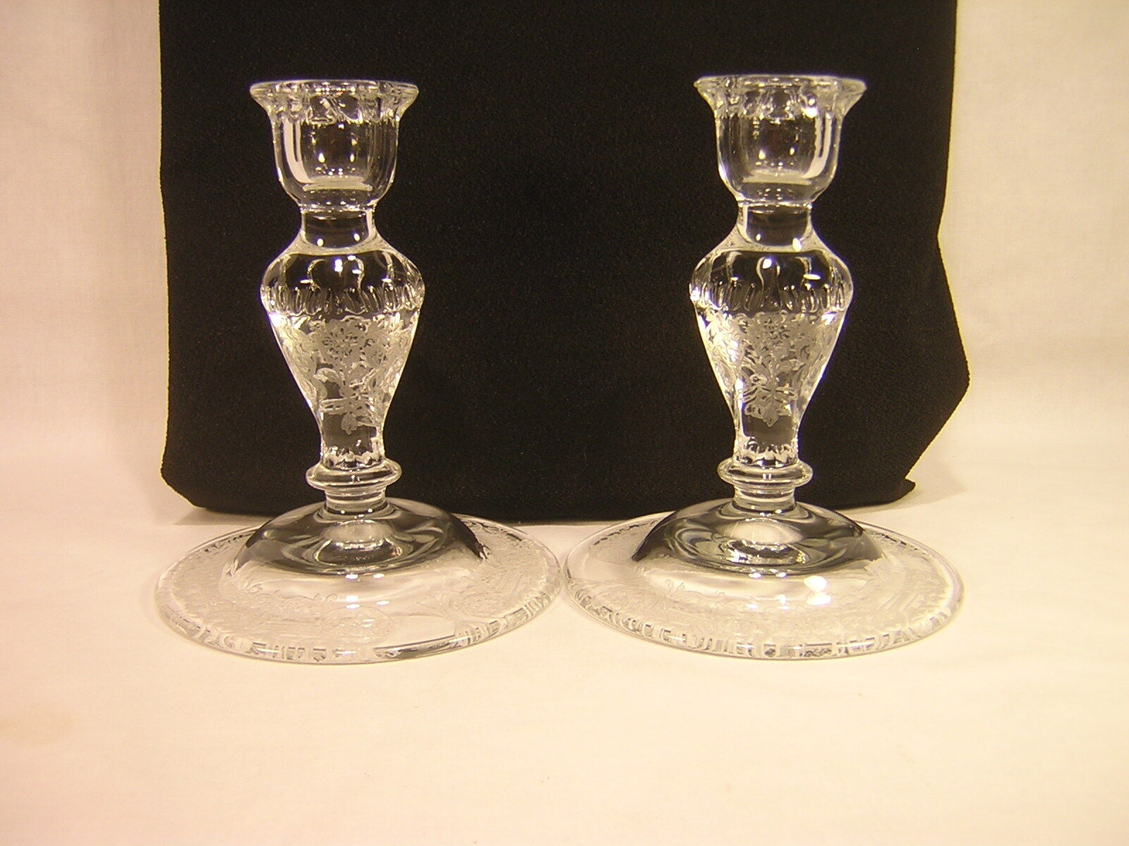 Paden City IRWIN Crystal Etched Candlesticks ~ Pair