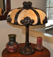 Monumental Arts & Crafts Hand Hammered Slag Glass Lamp Stickley Style Adirondack picture