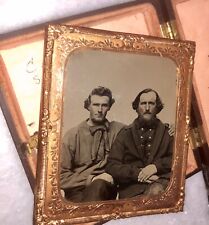 1860s Tintype & Dag ID'd Father Son Maine Photographer Card Civil War Sailors?  picture