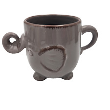 World Market Coffee Tea Cocoa Mug 3D Elephant Gray Ceramic Trunk Up picture