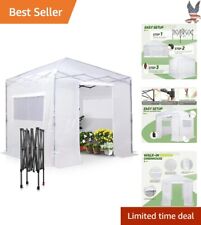 Portable 8x8ft Strong White Walk-in Greenhouse - Easy Setup - Front & Rear Doors picture