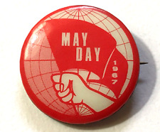 USA MAY DAY 1967 Pinback Button World Peace Friendship Flag. picture