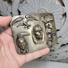 Rare Sterling Silver Native American Indian Chief Belt Buckle Sitting Bull Sioux picture