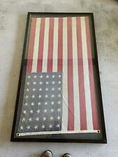 48 Star Vintage American Antique Flag Fast Colors Matted Framed Steel Glass picture