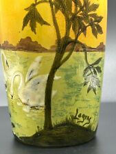 Wonderful Legras Cameo Glass Tall Enameled Vase, 11.5