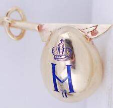 Antique Empire 14 Gold Enamel Easter Egg Pendant King's Monogram-Original Box picture
