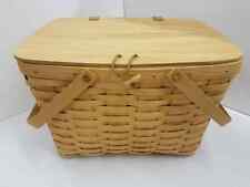 Longaberger 2002 Large Picnic Basket Combo BP+Riser Attached Lid NEW Retired picture