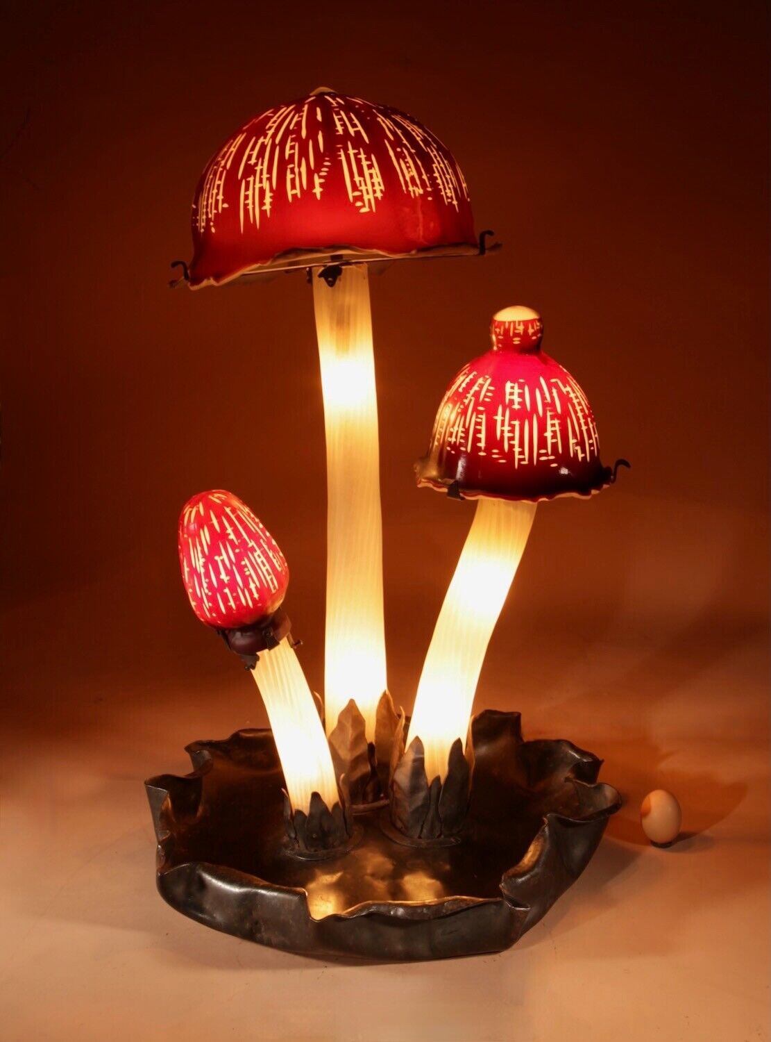 Bohemian? Impressive Large Glass Mushroom Lamp circa 1960-80 