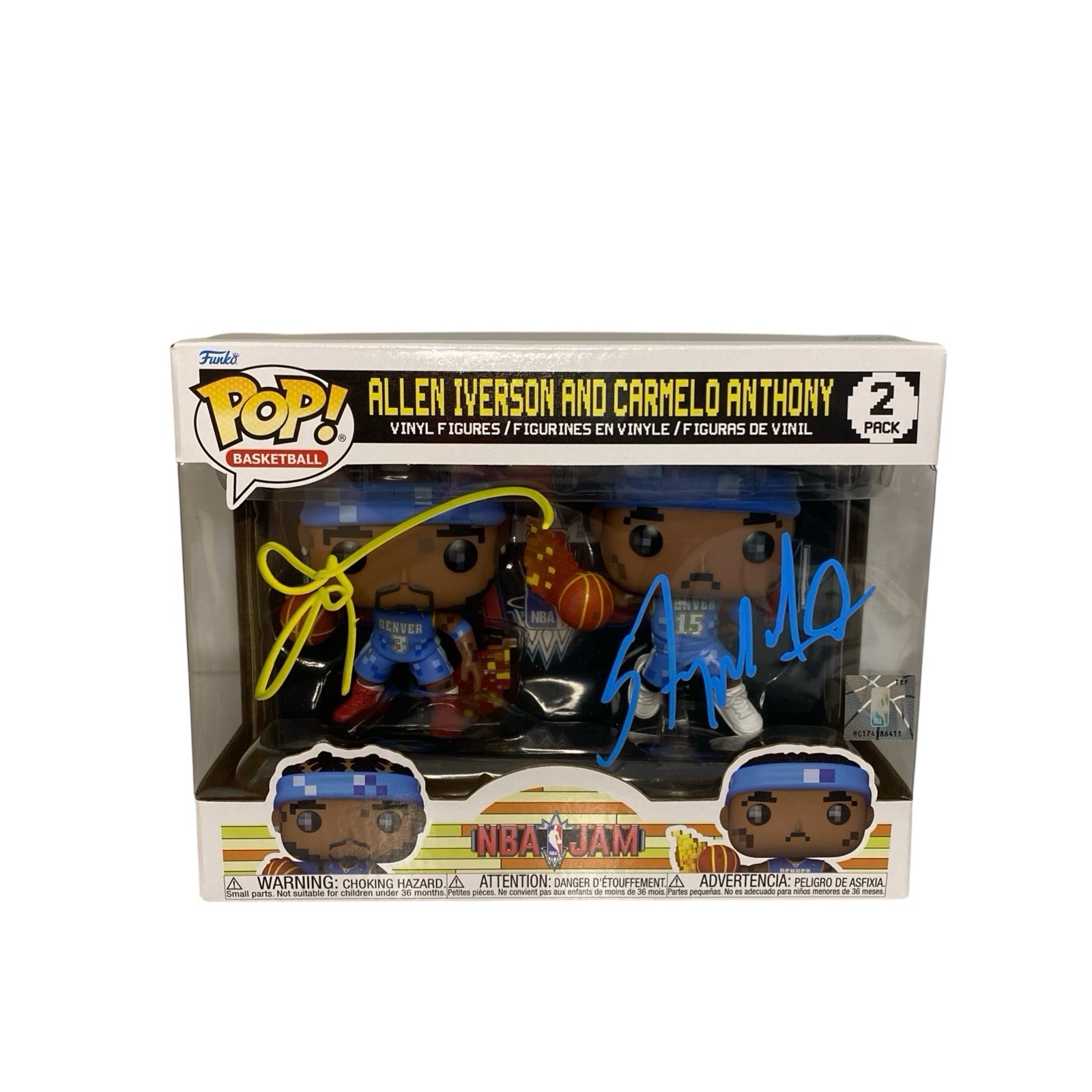 Funko Pop NY Knicks Nuggets NBA JAM Allen Iverson & Carmelo Anthony Signed Funko Pop NY Knicks Nuggets NBA JAM Allen Iverson & Carmelo Anthony Signed