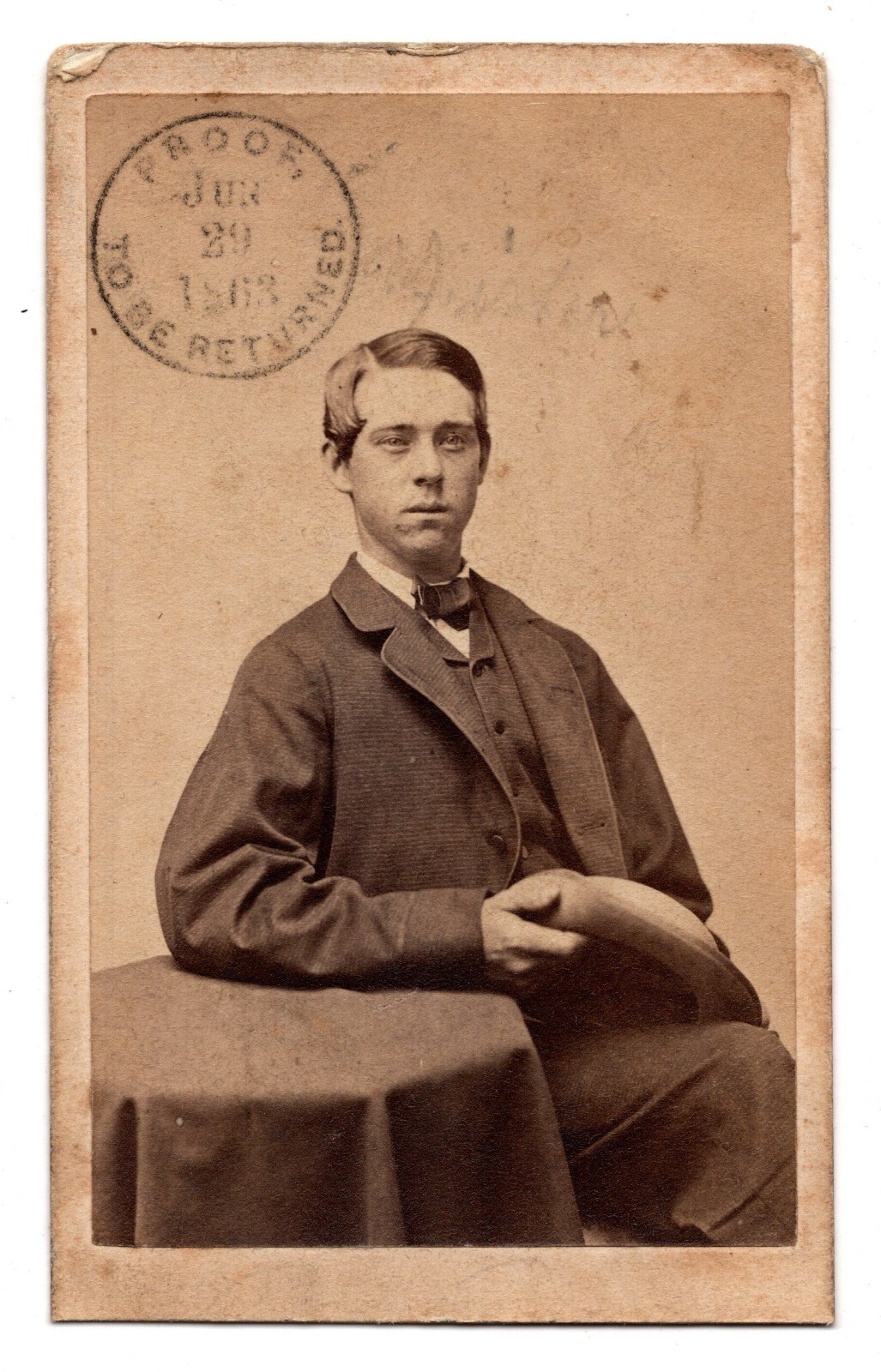 Antique Proof CDV Circa 1863 J.W. Black Handsome Young Man in Suit Boston MA Antique Proof CDV Circa 1863 J.W. Black Handsome Young Man in Suit Boston MA