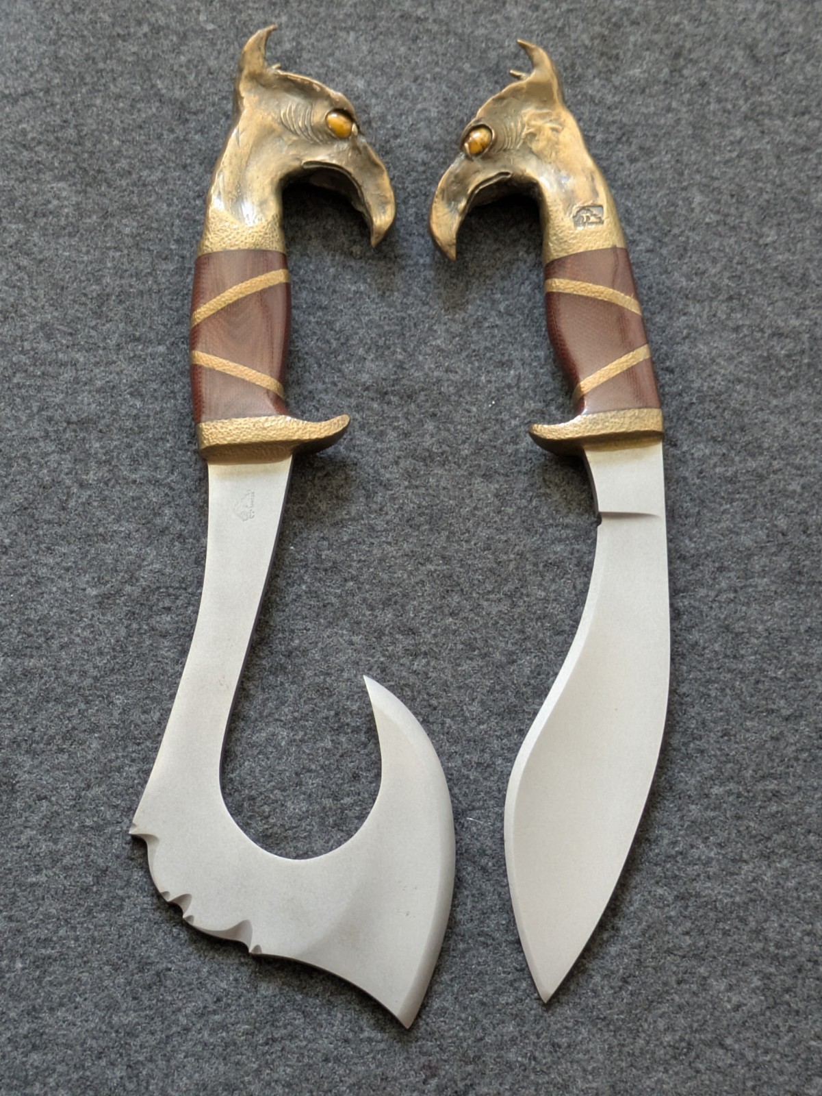 Rare Set of Bronze Jody Samson BattleAx & Kukri Knives, One Of A Kind Set