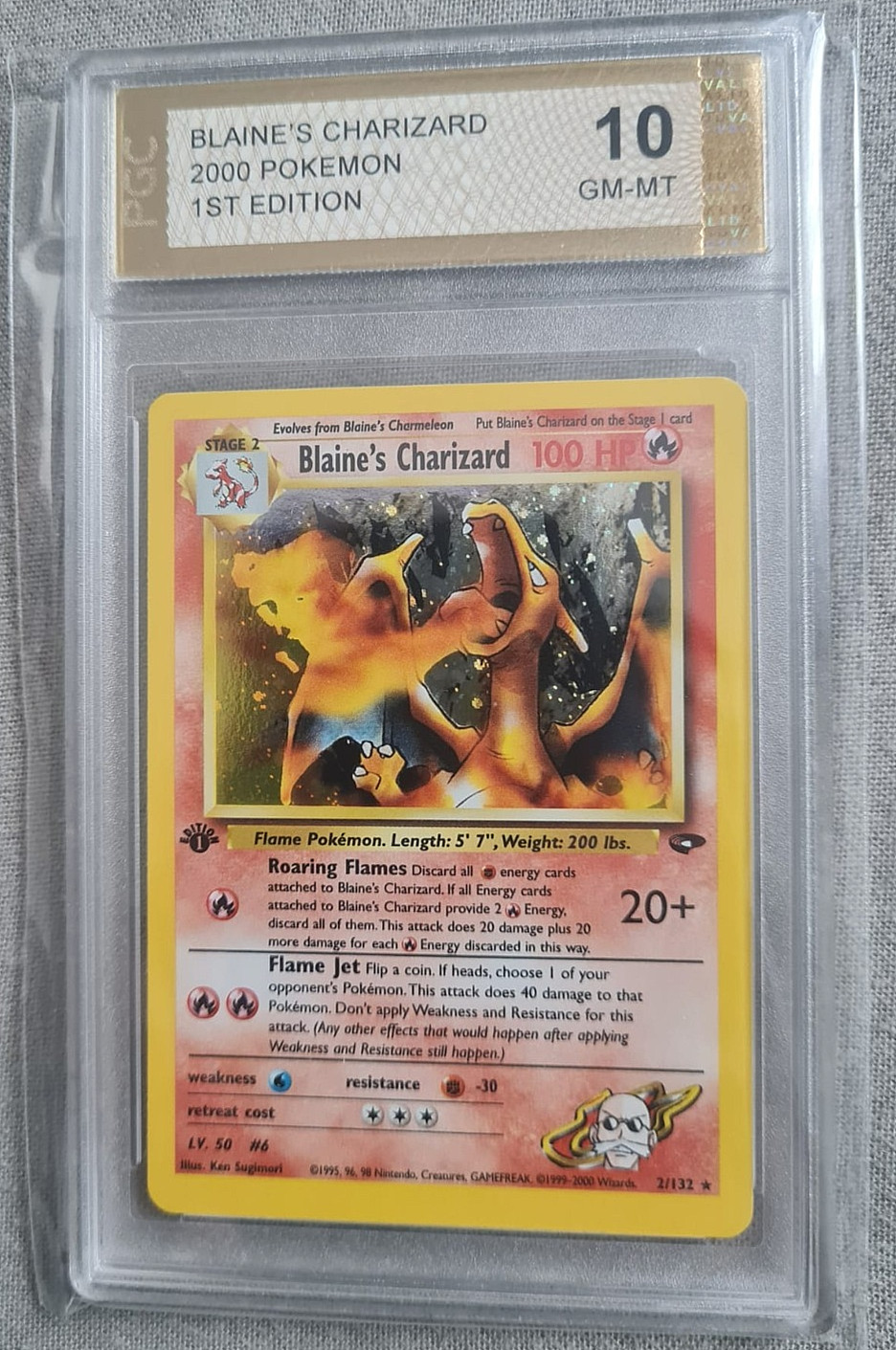 Pokemon Gym Challenge 2/132 Blaine's Charizard Holo 1st Edition PGC 10 PSA