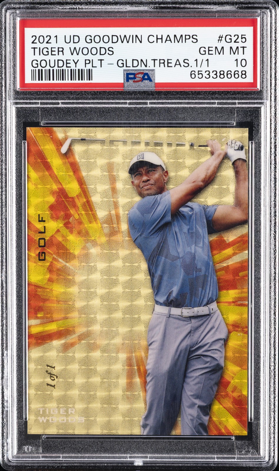 2021 GOODWIN CHAMPIONS GOUDEY PLATINUM #G25 TIGER WOODS 1/1 PSA 10 2021 GOODWIN CHAMPIONS GOUDEY PLATINUM #G25 TIGER WOODS 1/1 PSA 10