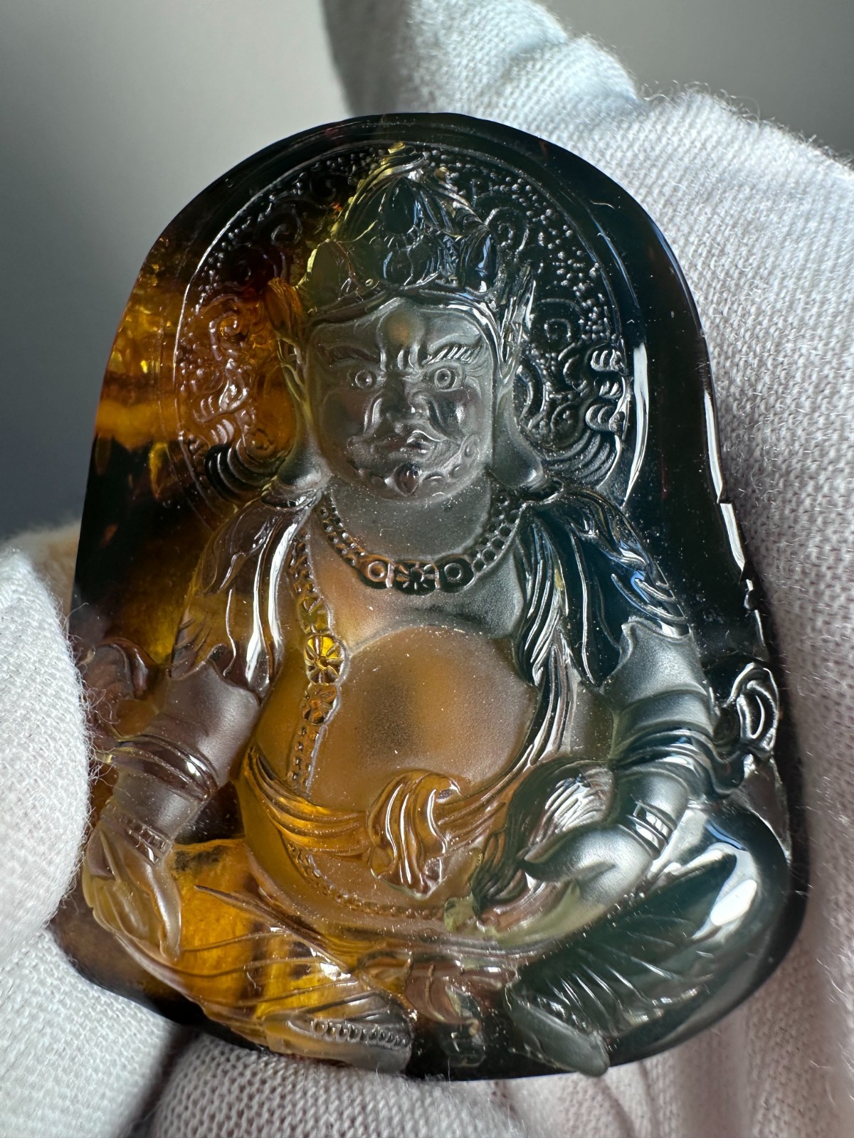 Certified Natural Burmese Amber Jambhala God of Wealth Collector Carving 21.7g Certified Natural Burmese Amber Jambhala God of Wealth Collector Carving 21.7g