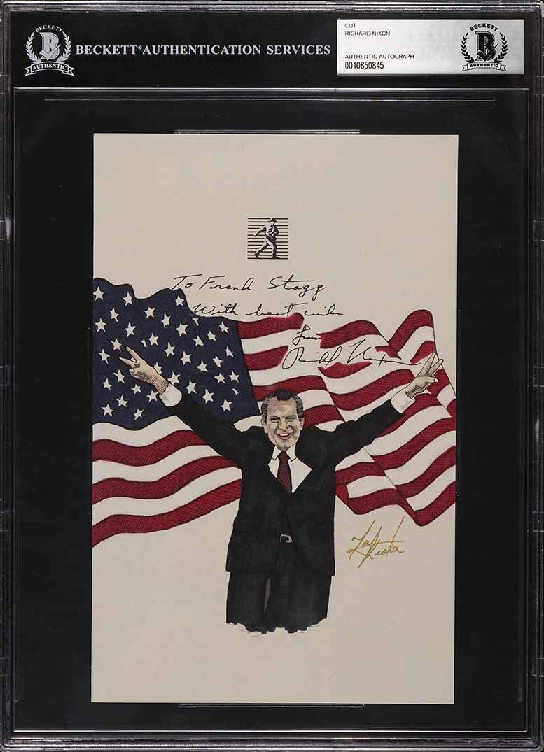 Richard Nixon Signed Auto US President Original Art Sketch Card Portrait 1/1 BAS Richard Nixon Signed Auto US President Original Art Sketch Card Portrait 1/1 BAS