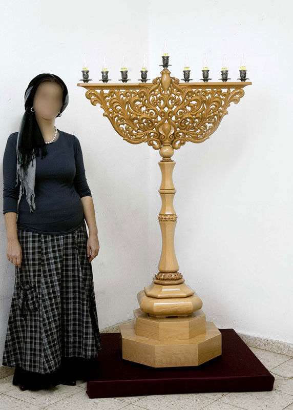 HUGE 6 ft HANUKKAH MENORAH Jewish Lamp Wood Handcrafted Synagogue Temple Judaica