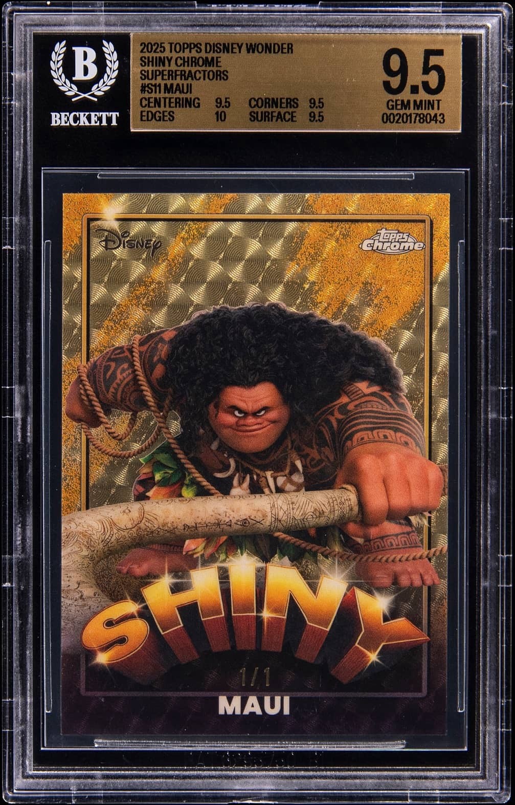 2025 Topps Chrome Disney Wonder Shiny Chrome SuperFractor Maui 1/1 The Rock 2025 Topps Chrome Disney Wonder Shiny Chrome SuperFractor Maui 1/1 The Rock