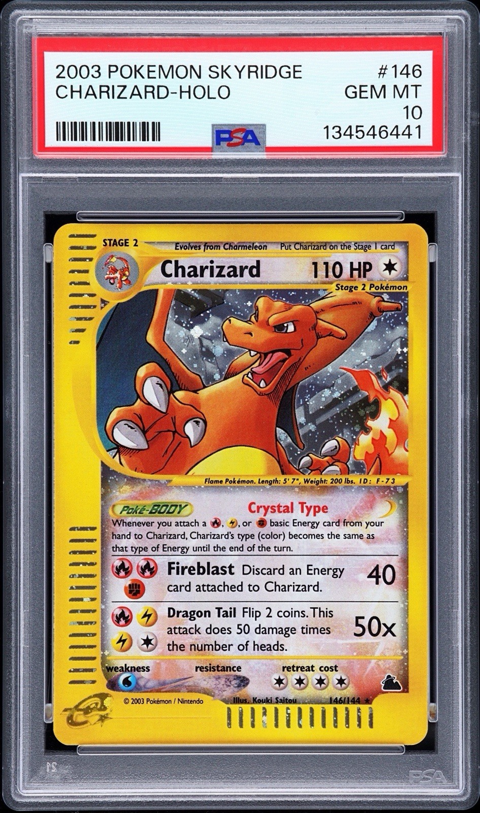 Pokemon 2003 Charizard Skyridge Holo PSA 10 #146 Crystal π₯π - POP 249 Pokemon 2003 Charizard Skyridge Holo PSA 10 #146 Crystal π₯π - POP 249