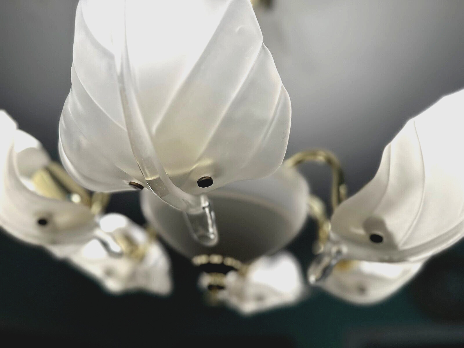 Impressive, Vintage Italian Six Light Chandelier with Murano Glass Leaves/Petals Impressive, Vintage Italian Six Light Chandelier with Murano Glass Leaves/Petals
