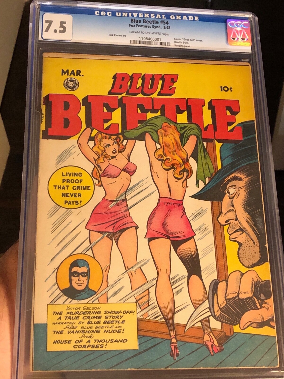 Blue Beetle #54 (Fox 1948) CGC 7.5 VF- CLASSIC GGA COVER Blue Beetle #54 (Fox 1948) CGC 7.5 VF- CLASSIC GGA COVER