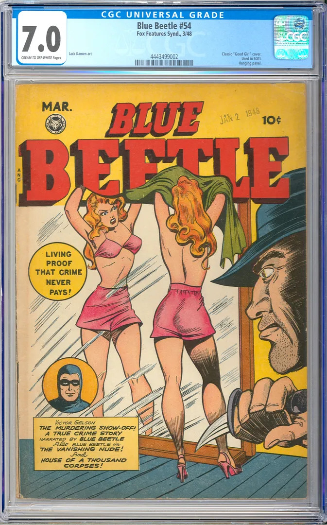 Blue Beetle #54 Classic Good Girl Cover SOTI Golden Age Fox Comic 1948 CGC 7.0