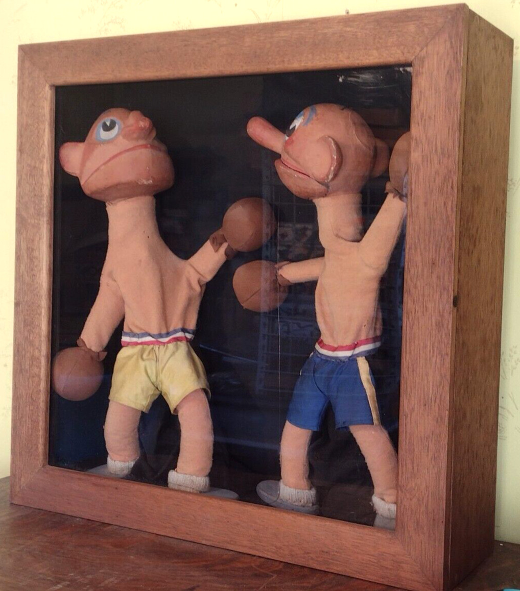 ULTRA RARE Bil Baird Original Pair Boxing Puppets w/ Custom Display Case ULTRA RARE Bil Baird Original Pair Boxing Puppets w/ Custom Display Case