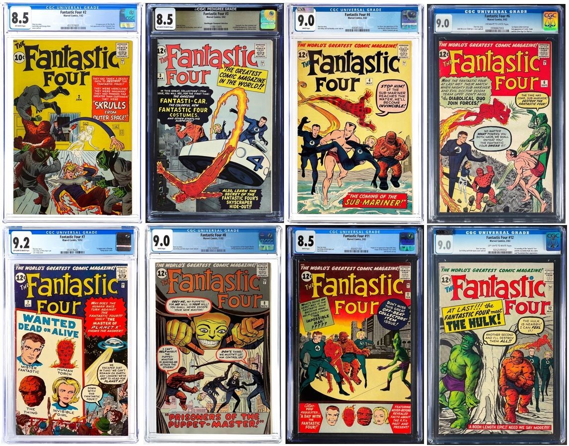 CGC Fantastic Four 2 3 4 6 7 8 11 12 Silver Age 1962 Marvel Comics Hi Grade Set CGC Fantastic Four 2 3 4 6 7 8 11 12 Silver Age 1962 Marvel Comics Hi Grade Set